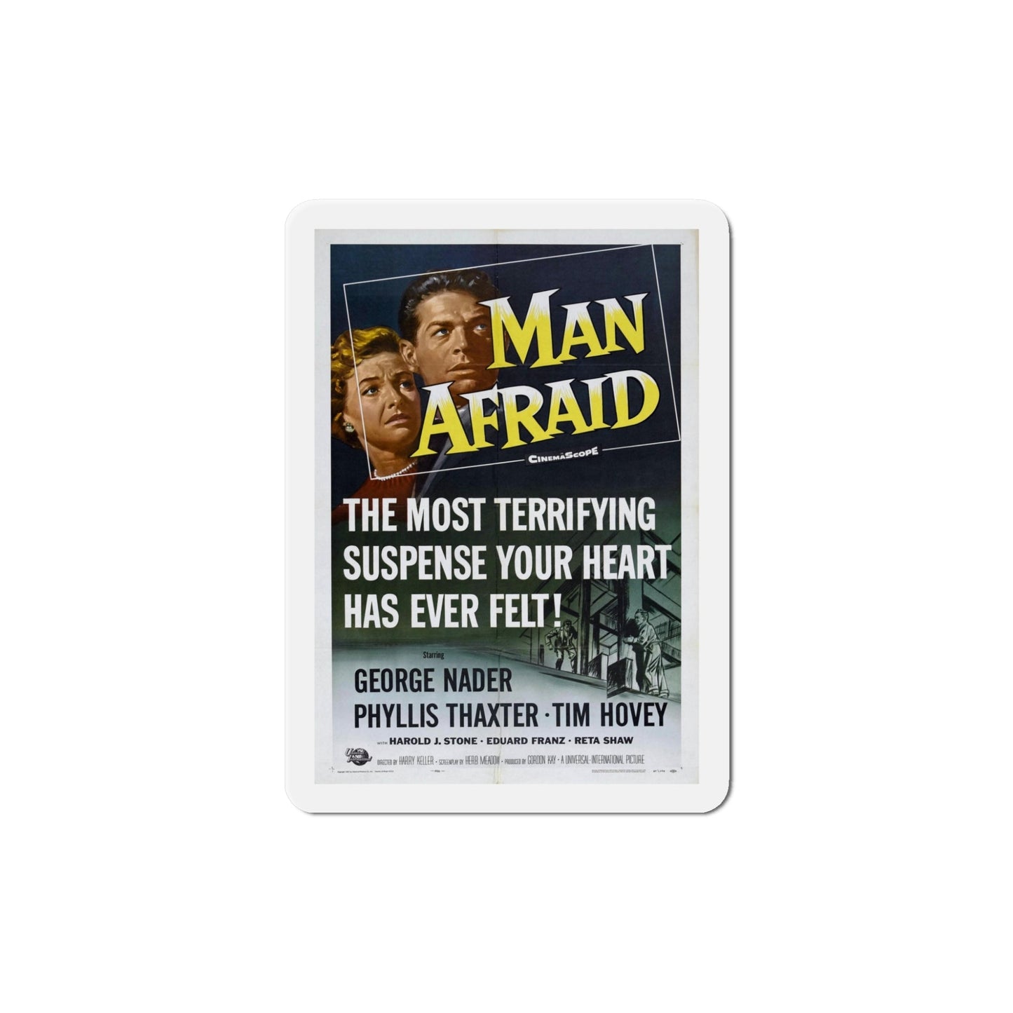 Man Afraid 1957 Movie Poster Die-Cut Magnet-5 Inch-The Sticker Space