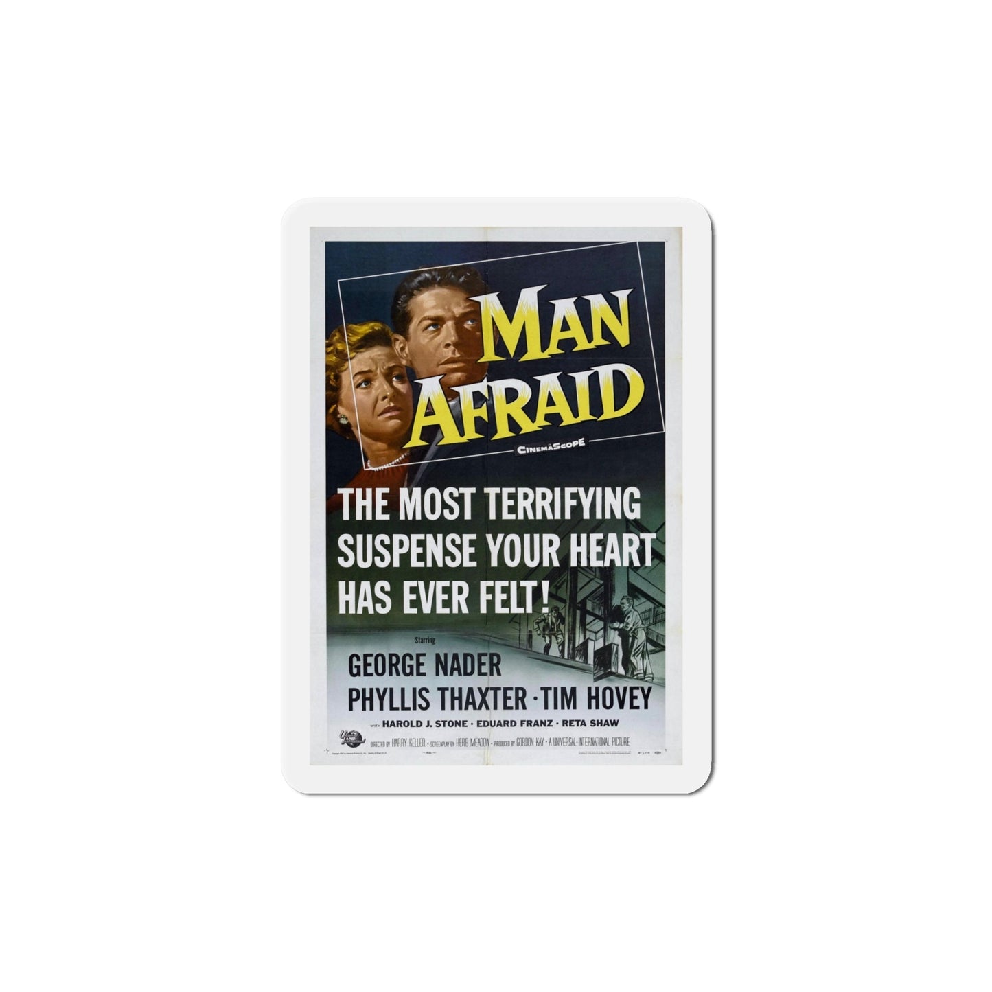 Man Afraid 1957 Movie Poster Die-Cut Magnet-6 Inch-The Sticker Space