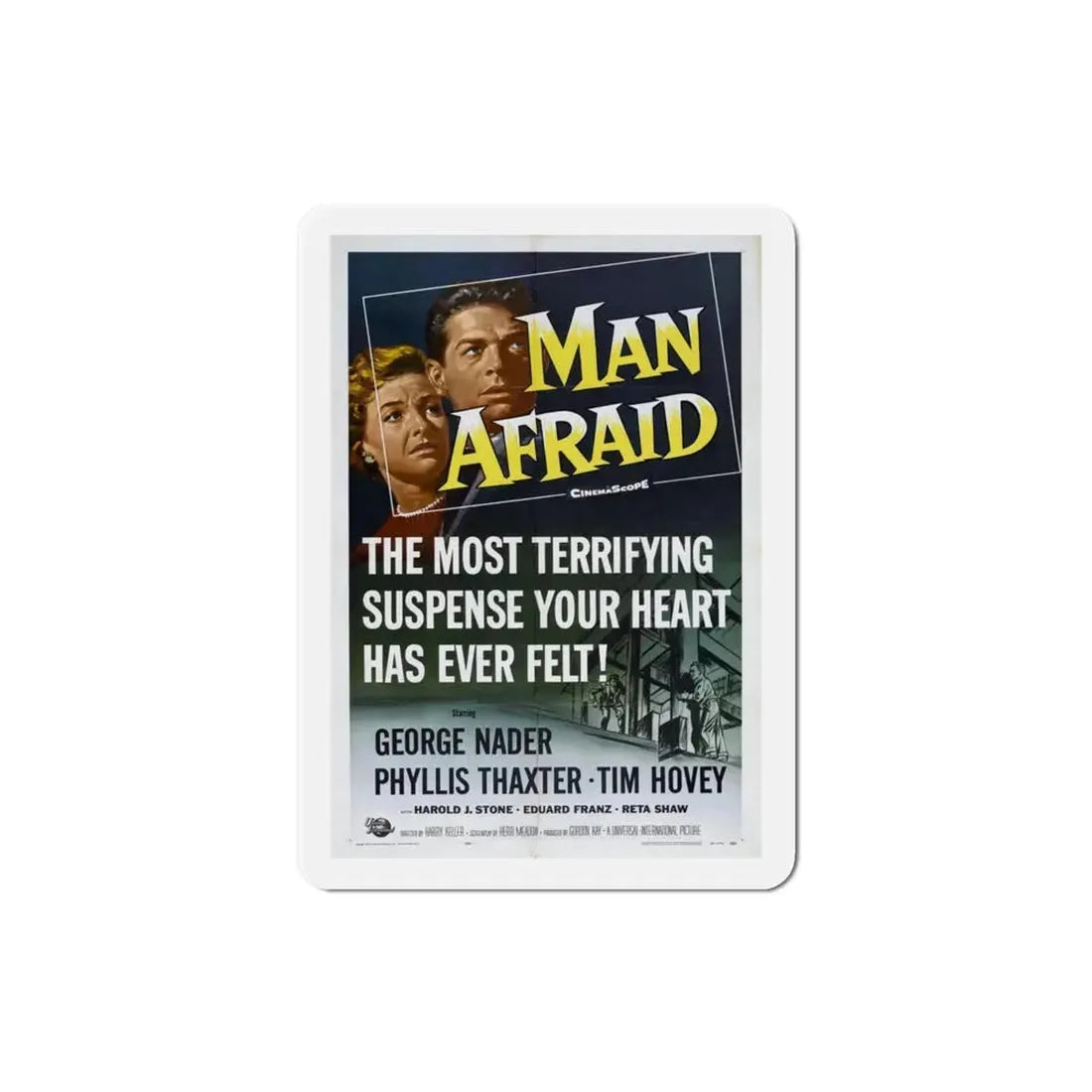 Man Afraid 1957 Movie Poster Refrigerator Magnet 3 Inch - The Sticker Space