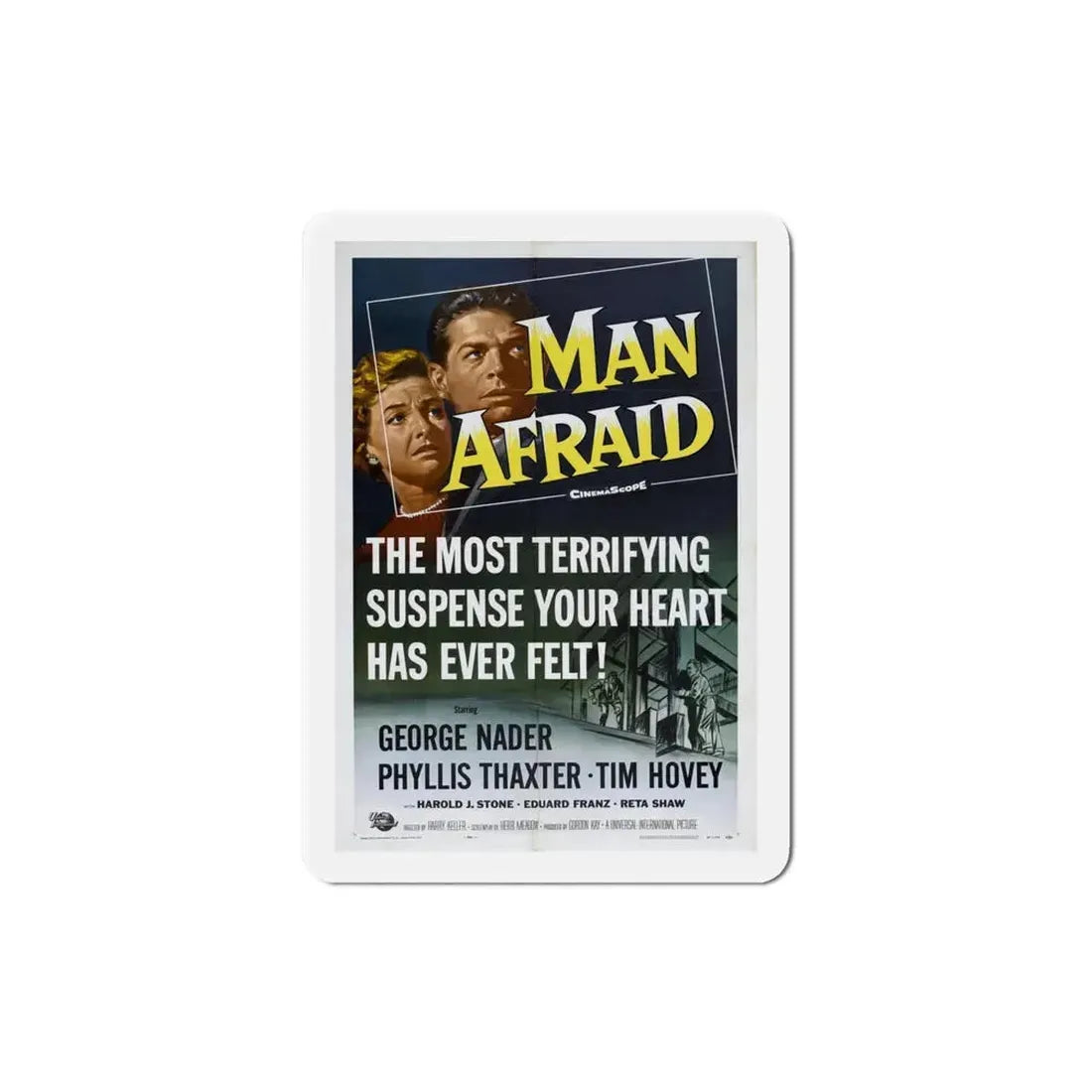 Man Afraid 1957 Movie Poster Refrigerator Magnet 4 Inch - The Sticker Space