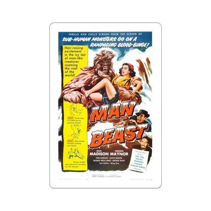 MAN BEAST 1956 Movie Poster - STICKER Vinyl Kiss-Cut Decal 4 Inch White - The Sticker Space