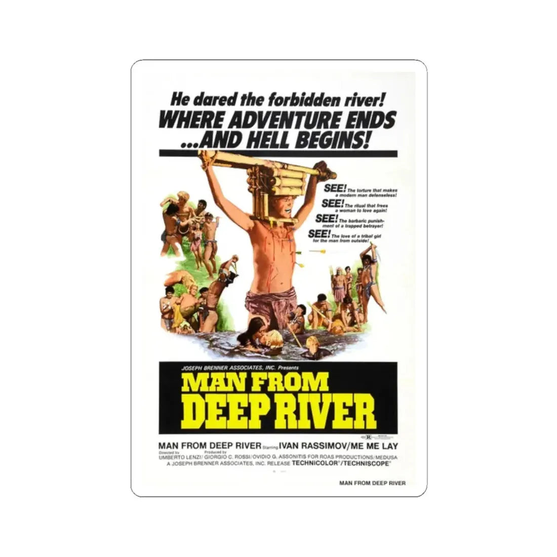 MAN FROM DEEP RIVER 1972 Movie Poster - STICKER Vinyl Kiss-Cut Decal 2 Inch White - The Sticker Space
