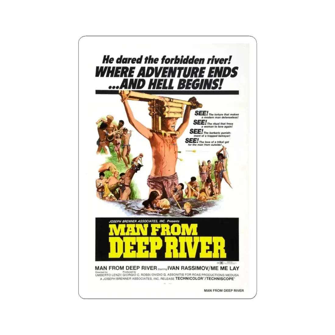 MAN FROM DEEP RIVER 1972 Movie Poster - STICKER Vinyl Kiss-Cut Decal 3 Inch White - The Sticker Space