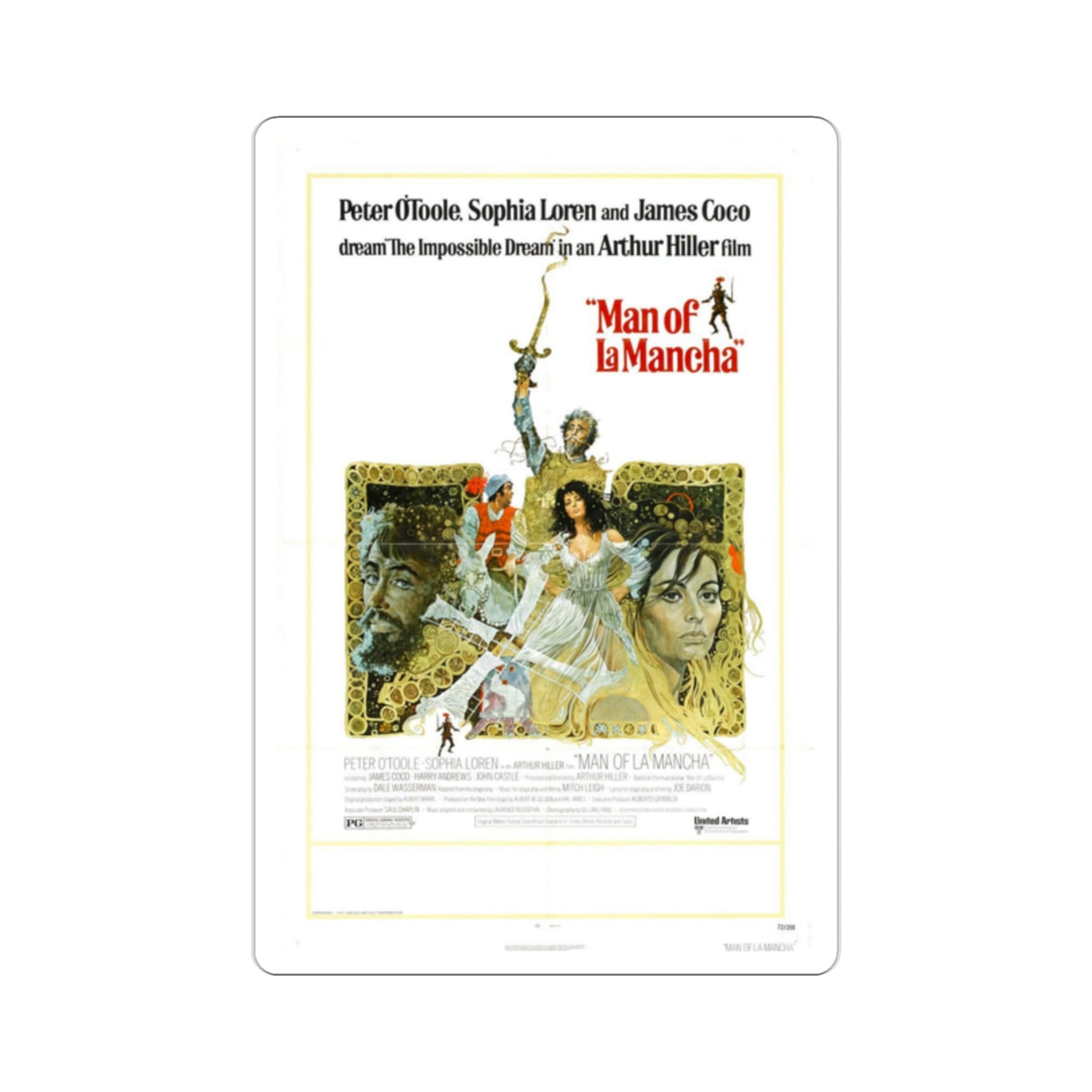 Man of La Mancha 1972 Movie Poster STICKER Vinyl Die-Cut Decal-2 Inch-The Sticker Space