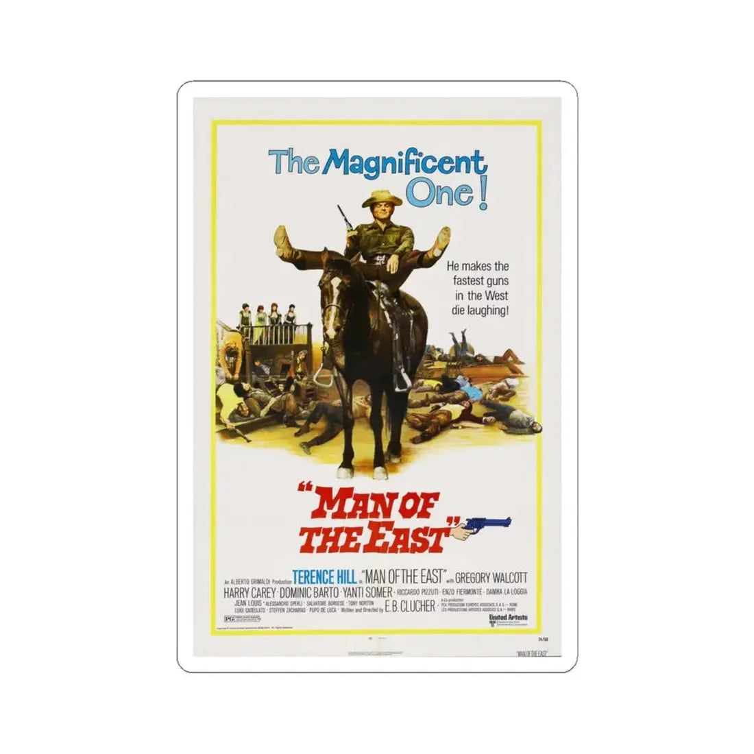 MAN OF THE EAST 1972 Movie Poster - STICKER Vinyl Kiss-Cut Decal 4 Inch White - The Sticker Space