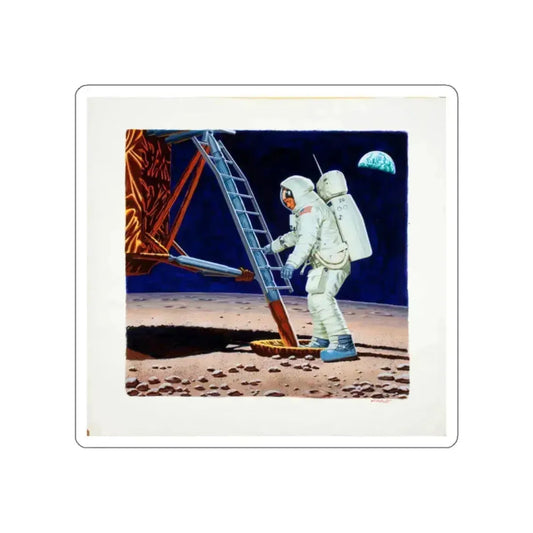 Man on the Moon (Magazine Illustration) STICKER Vinyl Die-Cut Decal White Die-Cut 2 Inch - The Sticker Space