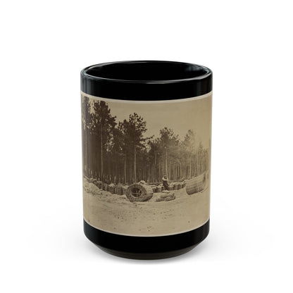 Man Seated On Gabions In Engineer Camp In Front Of Petersburg, Virginia (U.S. Civil War) Black Coffee Mug-15oz-The Sticker Space