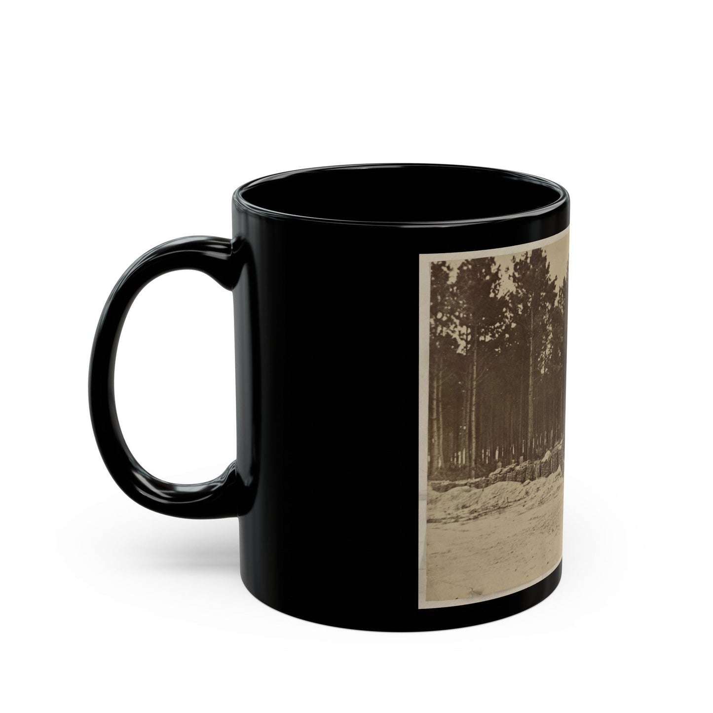 Man Seated On Gabions In Engineer Camp In Front Of Petersburg, Virginia (U.S. Civil War) Black Coffee Mug-The Sticker Space