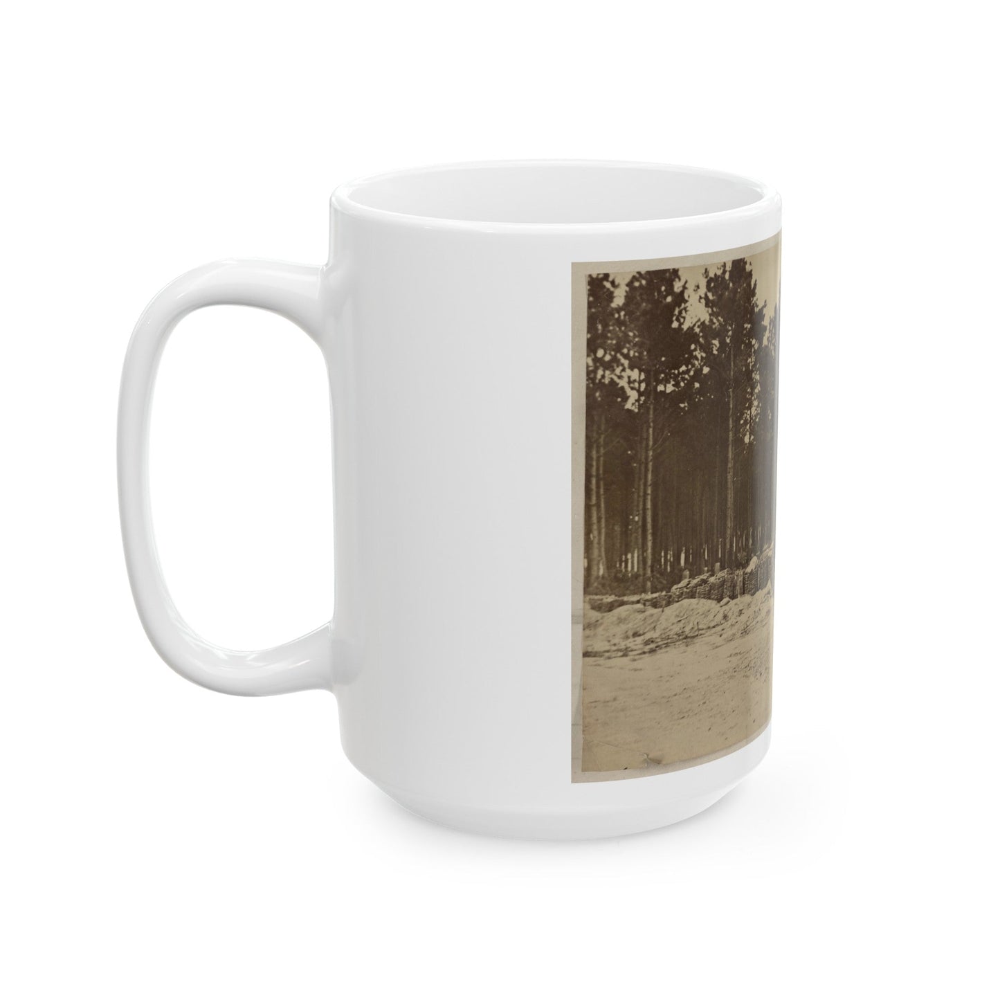 Man Seated On Gabions In Engineer Camp In Front Of Petersburg, Virginia (U.S. Civil War) White Coffee Mug-The Sticker Space