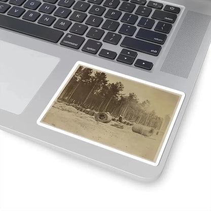 Man Seated on Gabions in Engineer Camp in Front of Petersburg, Virginia (U.S. Civil War) STICKER Vinyl Kiss-Cut Decal - The Sticker Space