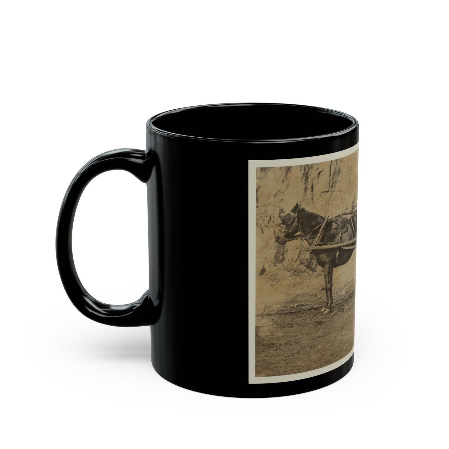 Man Sitting In A Horse Drawn Cart (U.S. Civil War) Black Coffee Mug-The Sticker Space