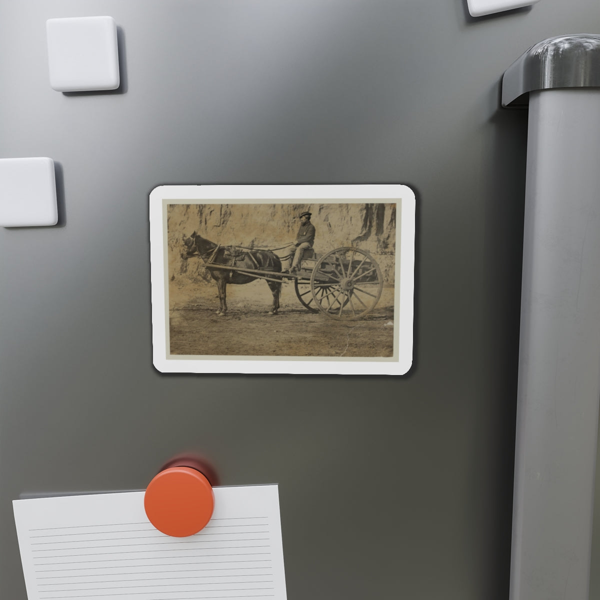 Man Sitting In A Horse Drawn Cart (U.S. Civil War) Refrigerator Magnet