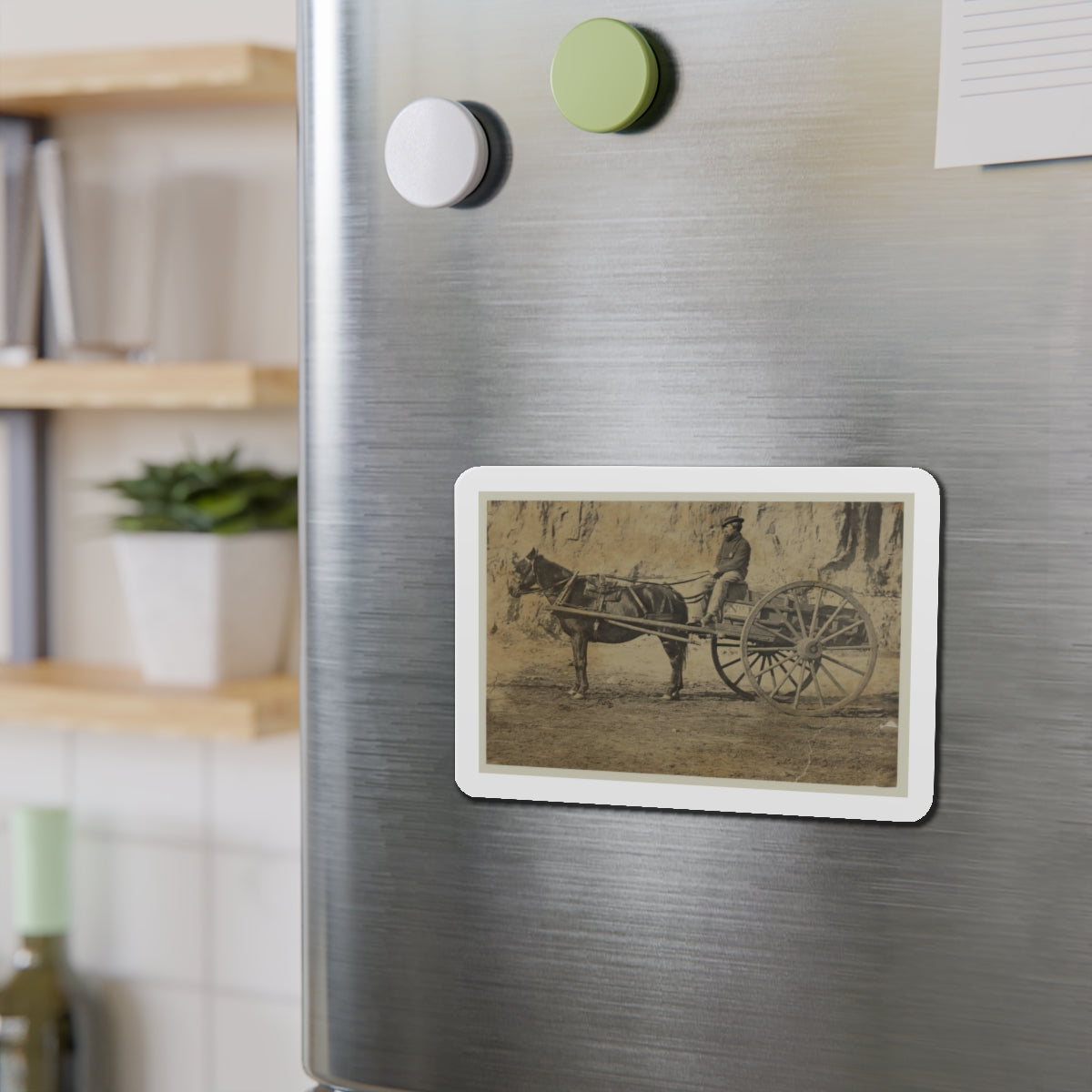 Man Sitting In A Horse Drawn Cart (U.S. Civil War) Refrigerator Magnet