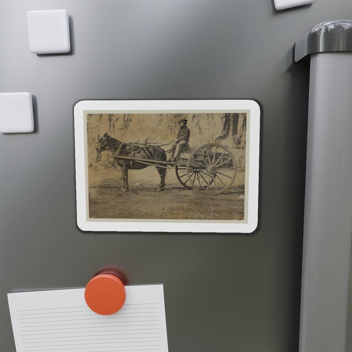 Man Sitting In A Horse Drawn Cart (U.S. Civil War) Refrigerator Magnet