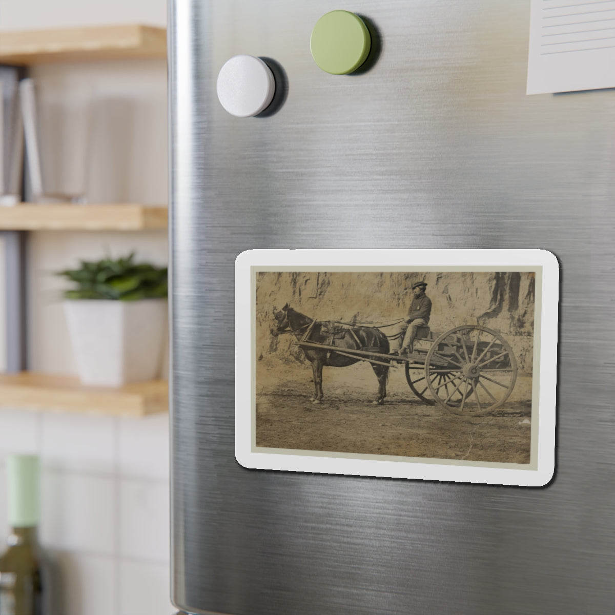 Man Sitting In A Horse Drawn Cart (U.S. Civil War) Refrigerator Magnet