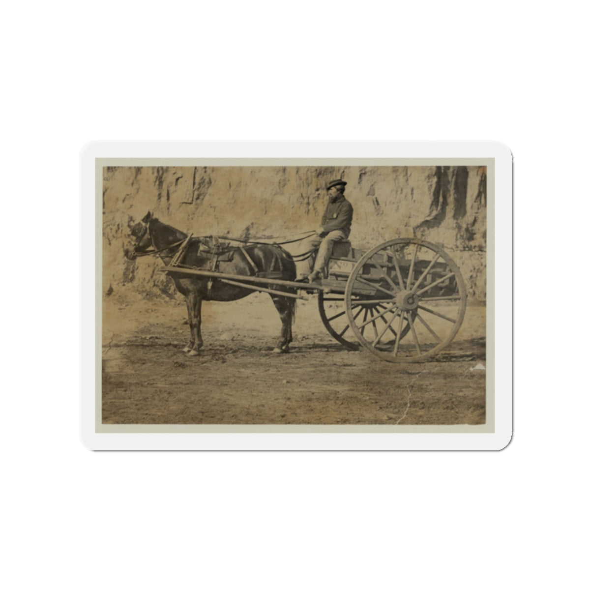 Man Sitting In A Horse Drawn Cart (U.S. Civil War) Refrigerator Magnet-2" x 2"-Die-Cut-1 pc-The Sticker Space