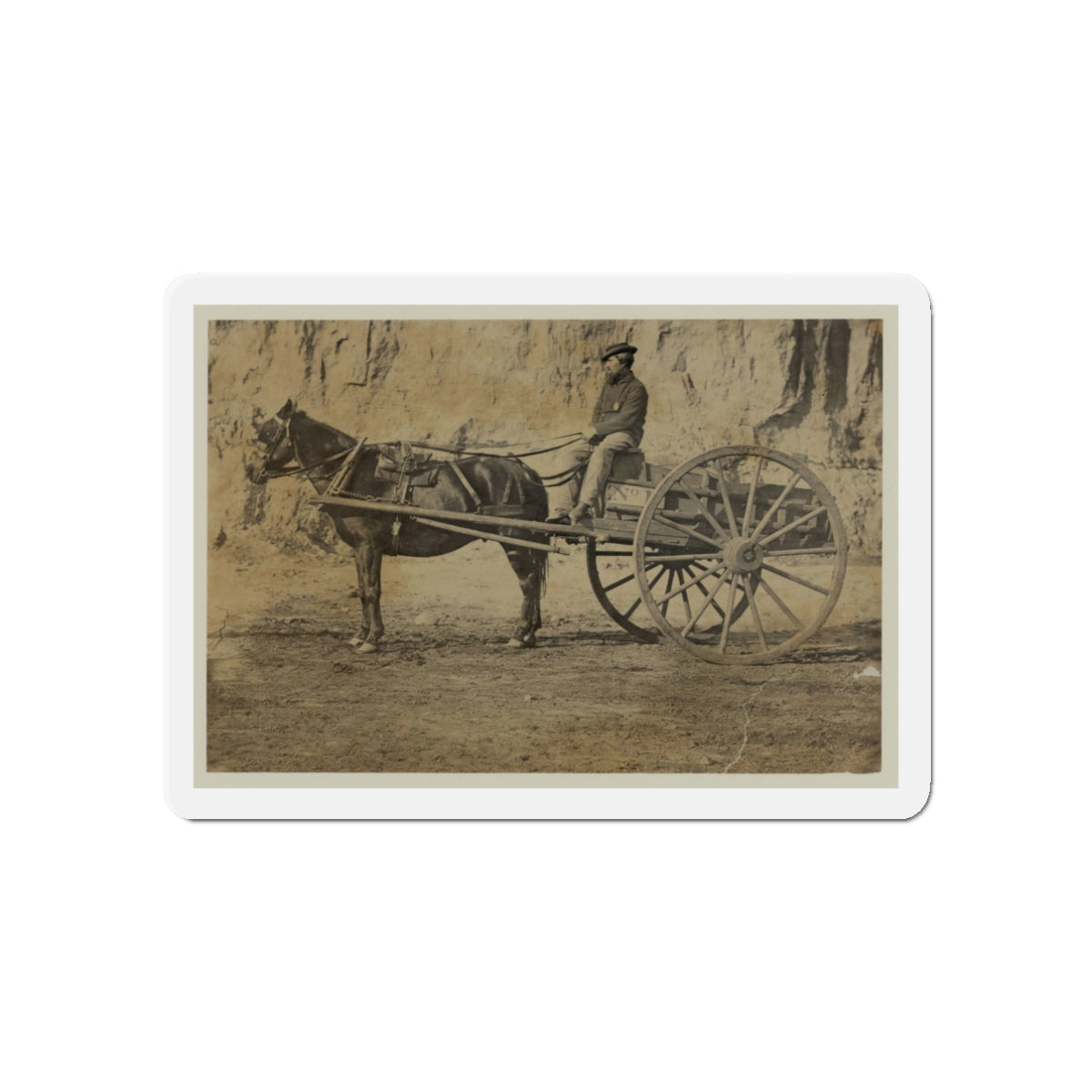 Man Sitting In A Horse Drawn Cart (U.S. Civil War) Refrigerator Magnet-3" x 3"-Die-Cut-1 pc-The Sticker Space