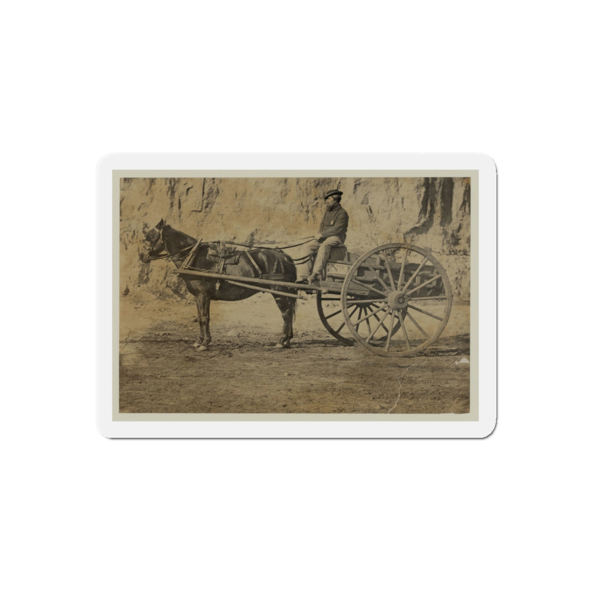 Man Sitting In A Horse Drawn Cart (U.S. Civil War) Refrigerator Magnet-5" x 5"-Die-Cut-1 pc-The Sticker Space