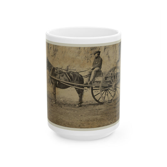 Man Sitting In A Horse Drawn Cart (U.S. Civil War) White Coffee Mug-15oz-The Sticker Space