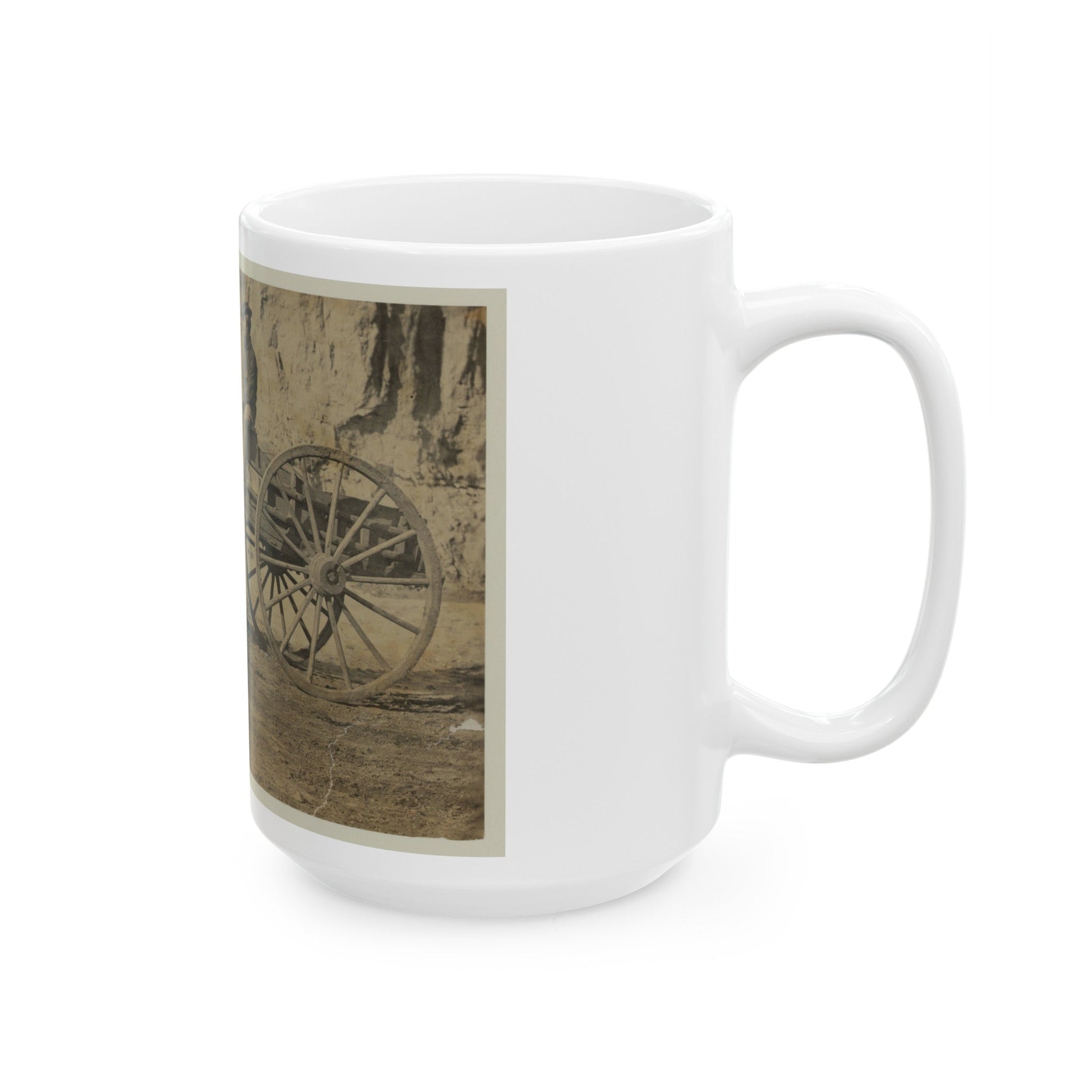 Man Sitting In A Horse Drawn Cart (U.S. Civil War) White Coffee Mug-The Sticker Space