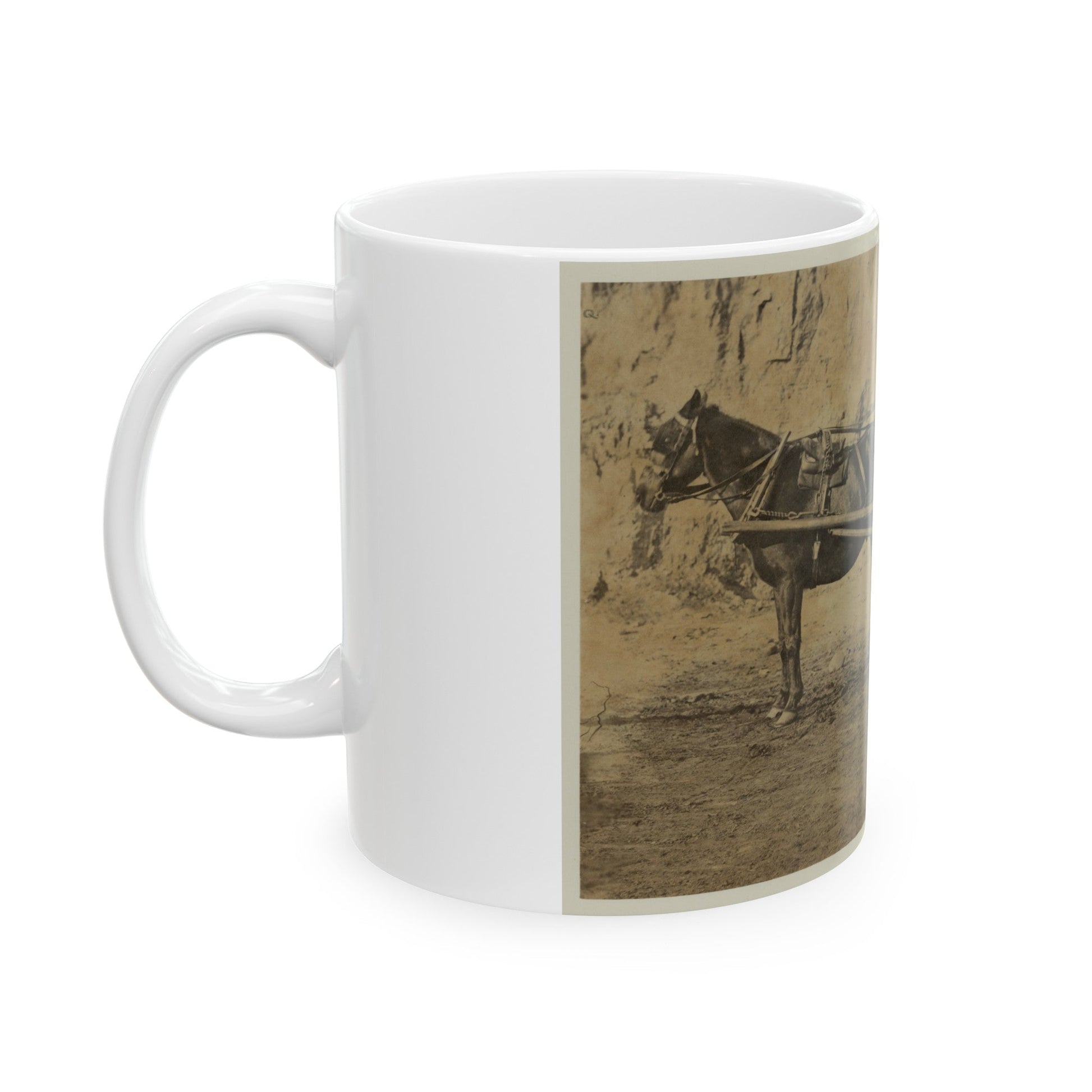 Man Sitting In A Horse Drawn Cart (U.S. Civil War) White Coffee Mug-The Sticker Space