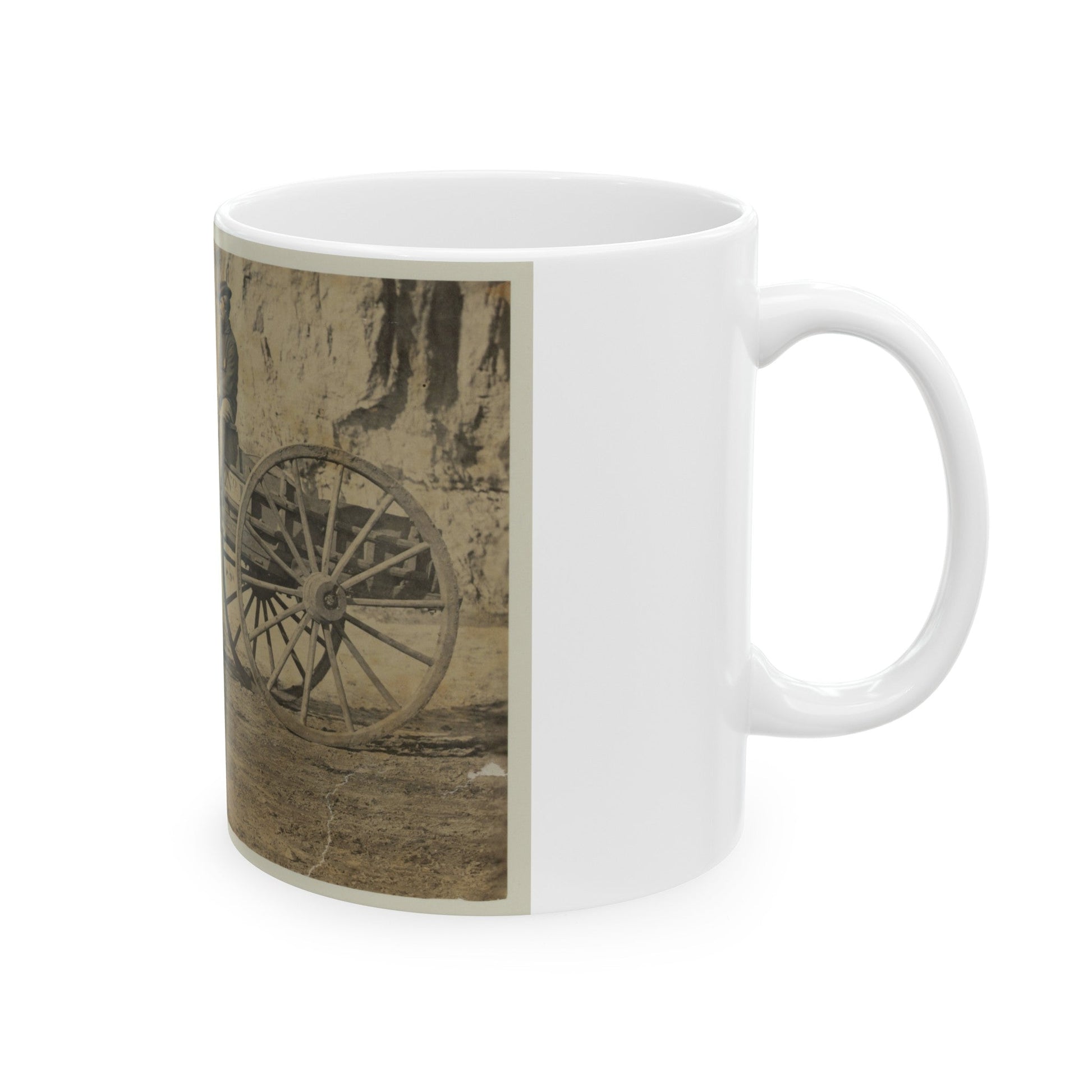 Man Sitting In A Horse Drawn Cart (U.S. Civil War) White Coffee Mug-The Sticker Space