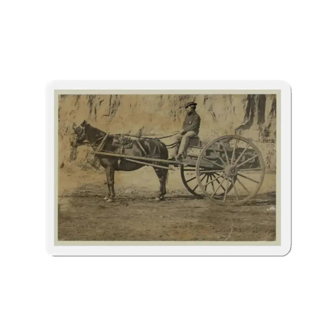 Man Sitting In A Horse Drawn Cart (U.S. Civil War) Refrigerator Magnet 2 Inch Die-Cut - The Sticker Space