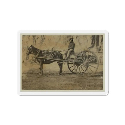 Man Sitting In A Horse Drawn Cart (U.S. Civil War) Refrigerator Magnet 2 Inch Die-Cut - The Sticker Space