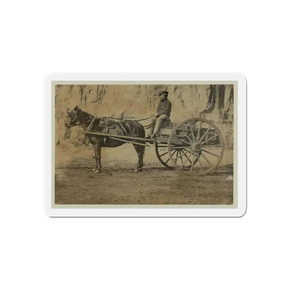 Man Sitting In A Horse Drawn Cart (U.S. Civil War) Refrigerator Magnet 3 Inch Die-Cut - The Sticker Space