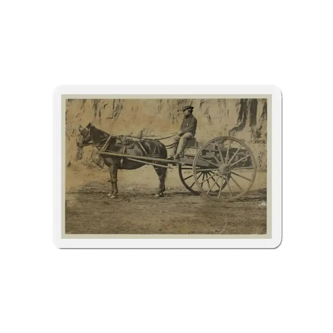 Man Sitting In A Horse Drawn Cart (U.S. Civil War) Refrigerator Magnet 4 Inch Die-Cut - The Sticker Space