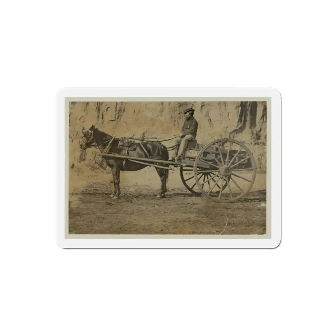 Man Sitting In A Horse Drawn Cart (U.S. Civil War) Refrigerator Magnet 6 Inch Die-Cut - The Sticker Space