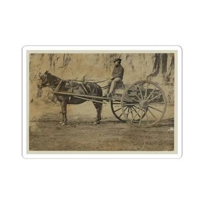 Man Sitting in a Horse Drawn Cart (U.S. Civil War) STICKER Vinyl Kiss-Cut Decal 2 Inch White - The Sticker Space