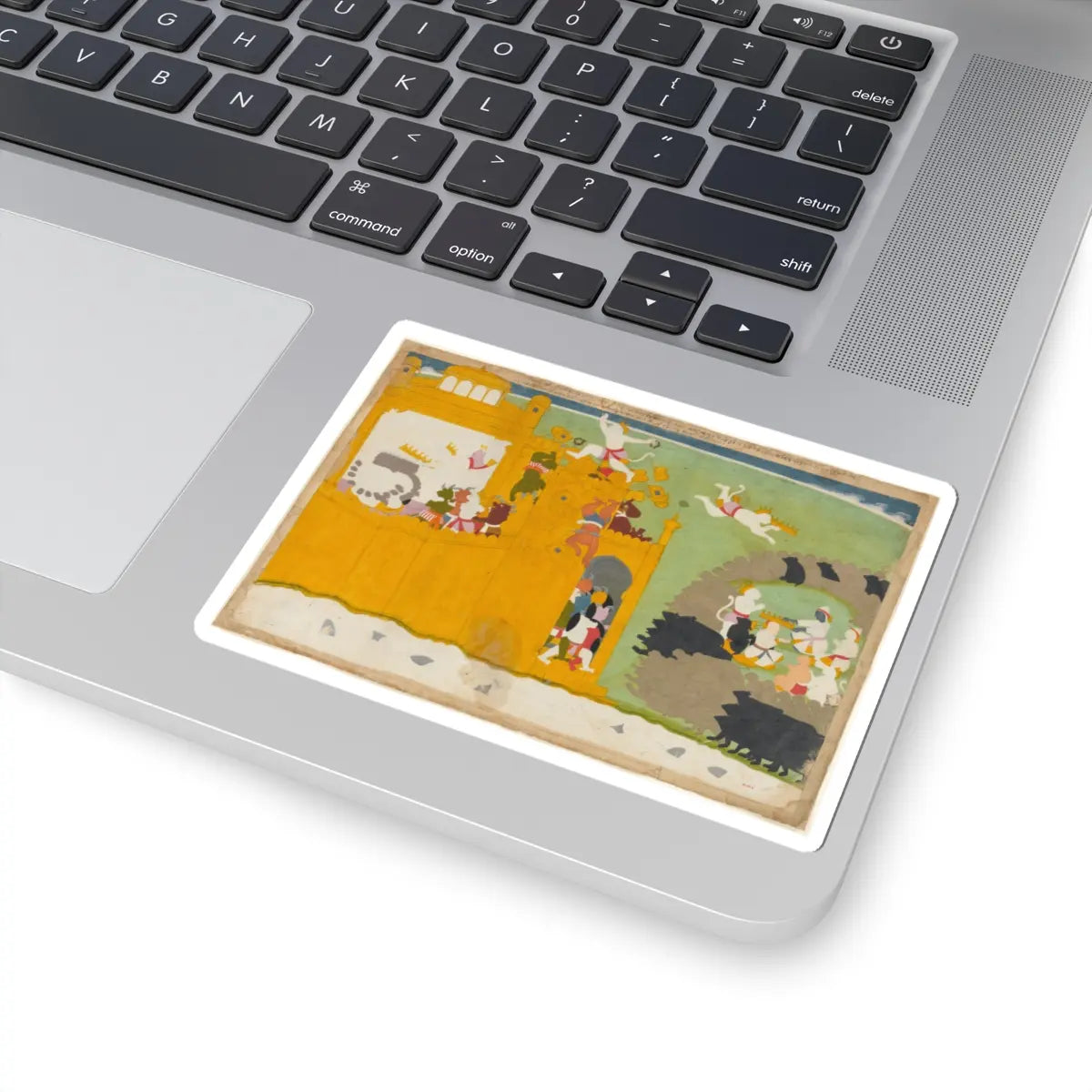 Manaku - The Monkey Leader Angada Steals Ravana's Crown from His Fortress- Folio from the Siege of - ca. 1725 v1 - STICKER Vinyl Kiss-Cut Decal