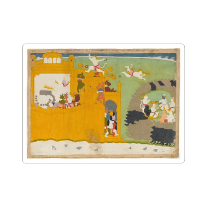 Manaku - The Monkey Leader Angada Steals Ravana's Crown from His Fortress- Folio from the Siege of - ca. 1725 v1 - STICKER Vinyl Kiss-Cut Decal