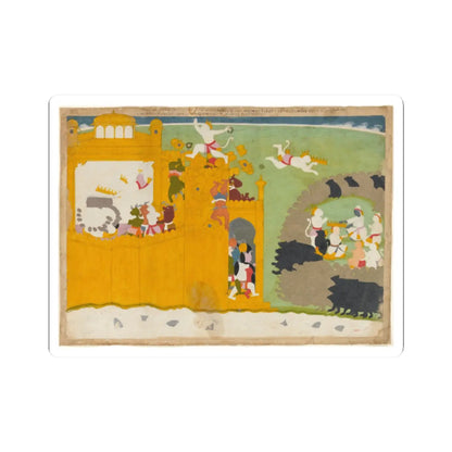 Manaku - The Monkey Leader Angada Steals Ravana's Crown from His Fortress- Folio from the Siege of - ca. 1725 v1 - STICKER Vinyl Kiss-Cut Decal