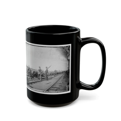 Manassas Junction, Va. Soldiers Beside Damaged Rolling Stock Of The Orange & Alexandria Railroad (U.S. Civil War) Black Coffee Mug-The Sticker Space