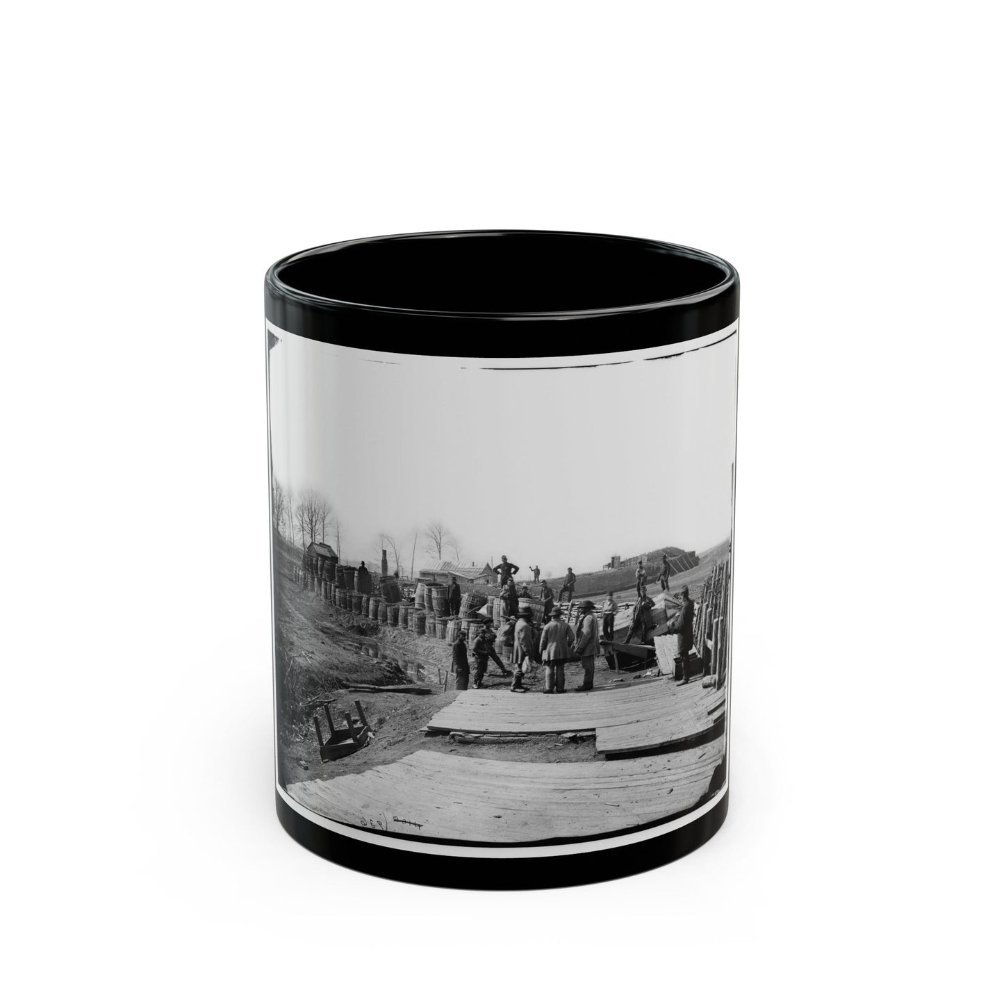 Manassas, Va. Confederate Fortifications, With Federal Soldiers 001 (U.S. Civil War) Black Coffee Mug-11oz-The Sticker Space