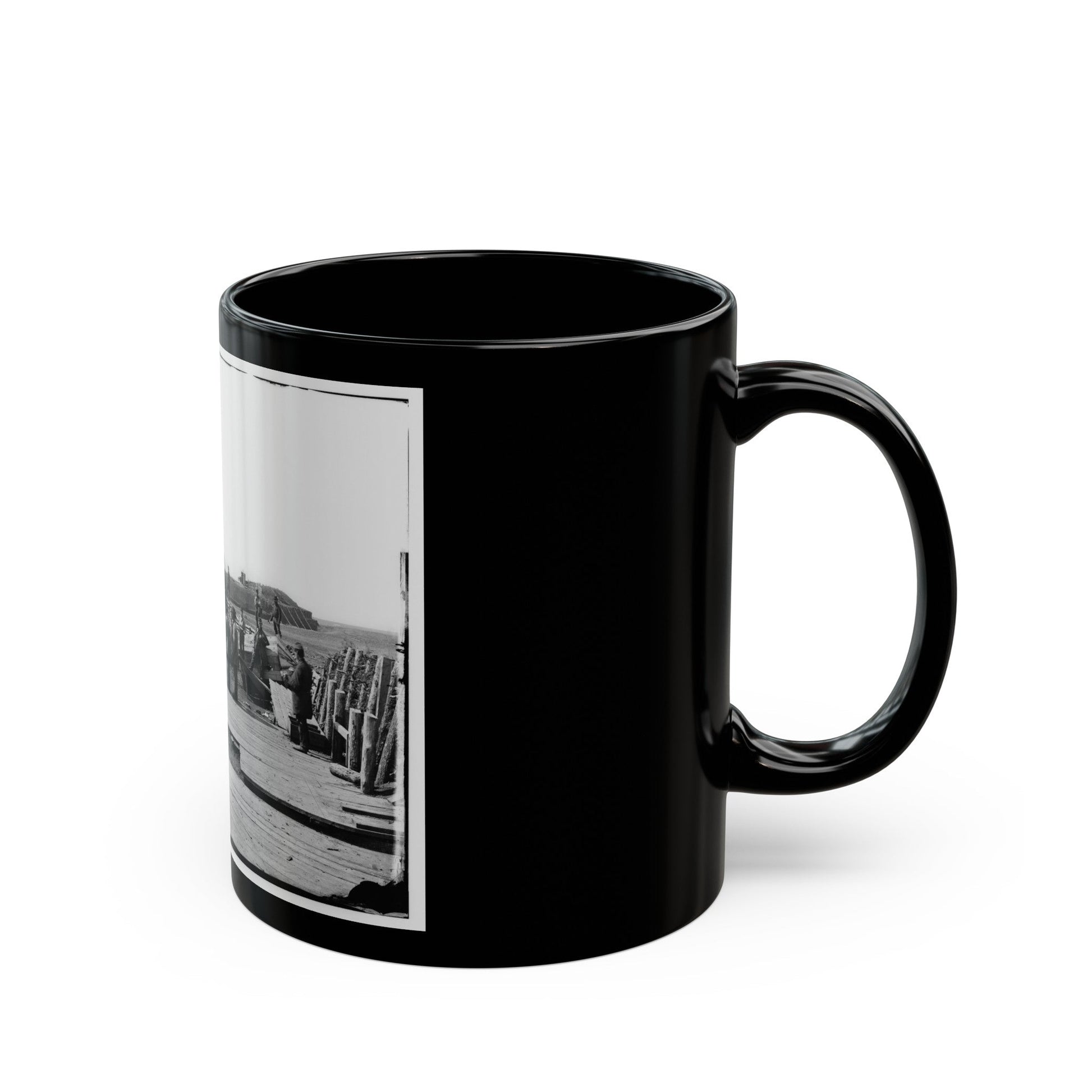 Manassas, Va. Confederate Fortifications, With Federal Soldiers 001 (U.S. Civil War) Black Coffee Mug-The Sticker Space