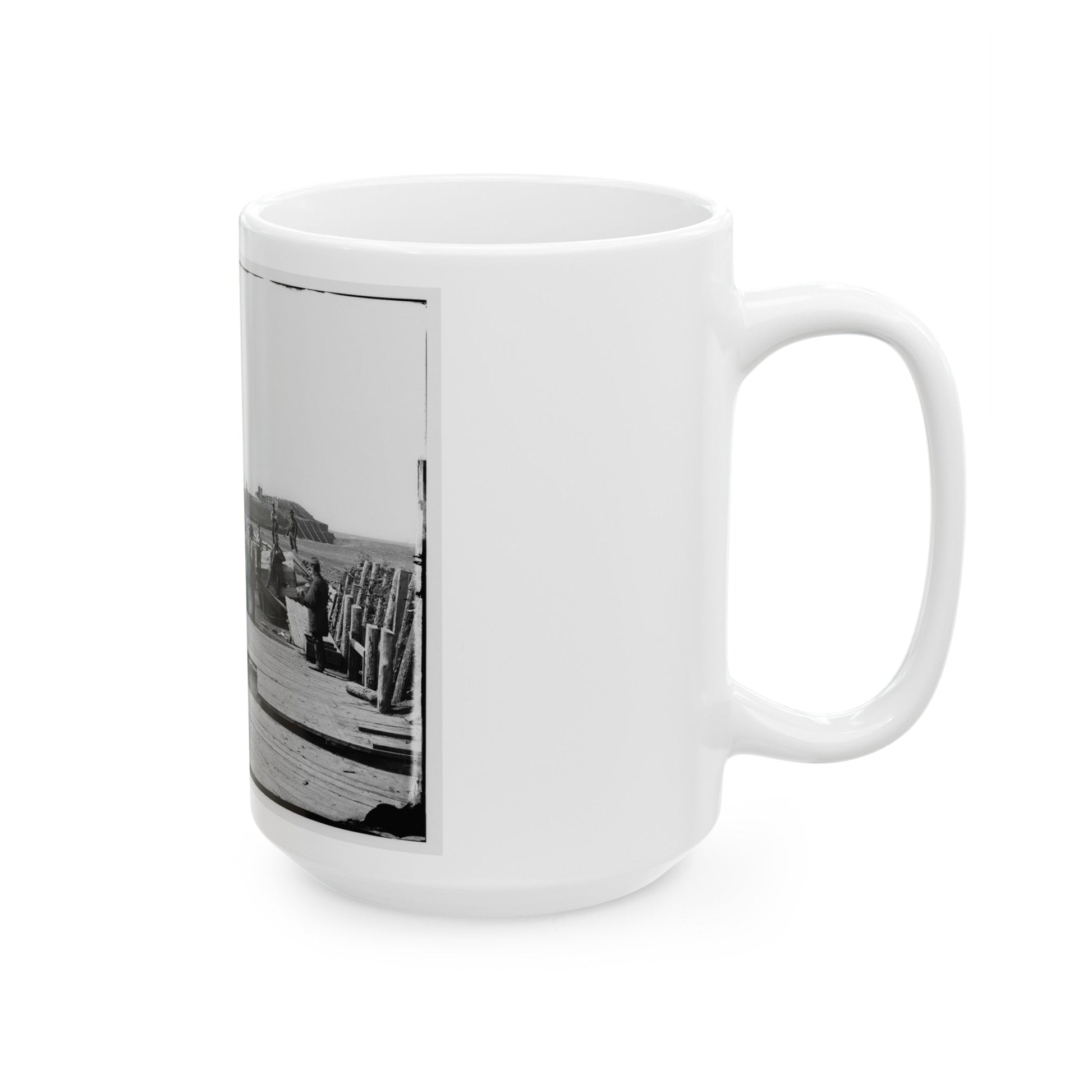 Manassas, Va. Confederate Fortifications, With Federal Soldiers 001 (U.S. Civil War) White Coffee Mug-The Sticker Space