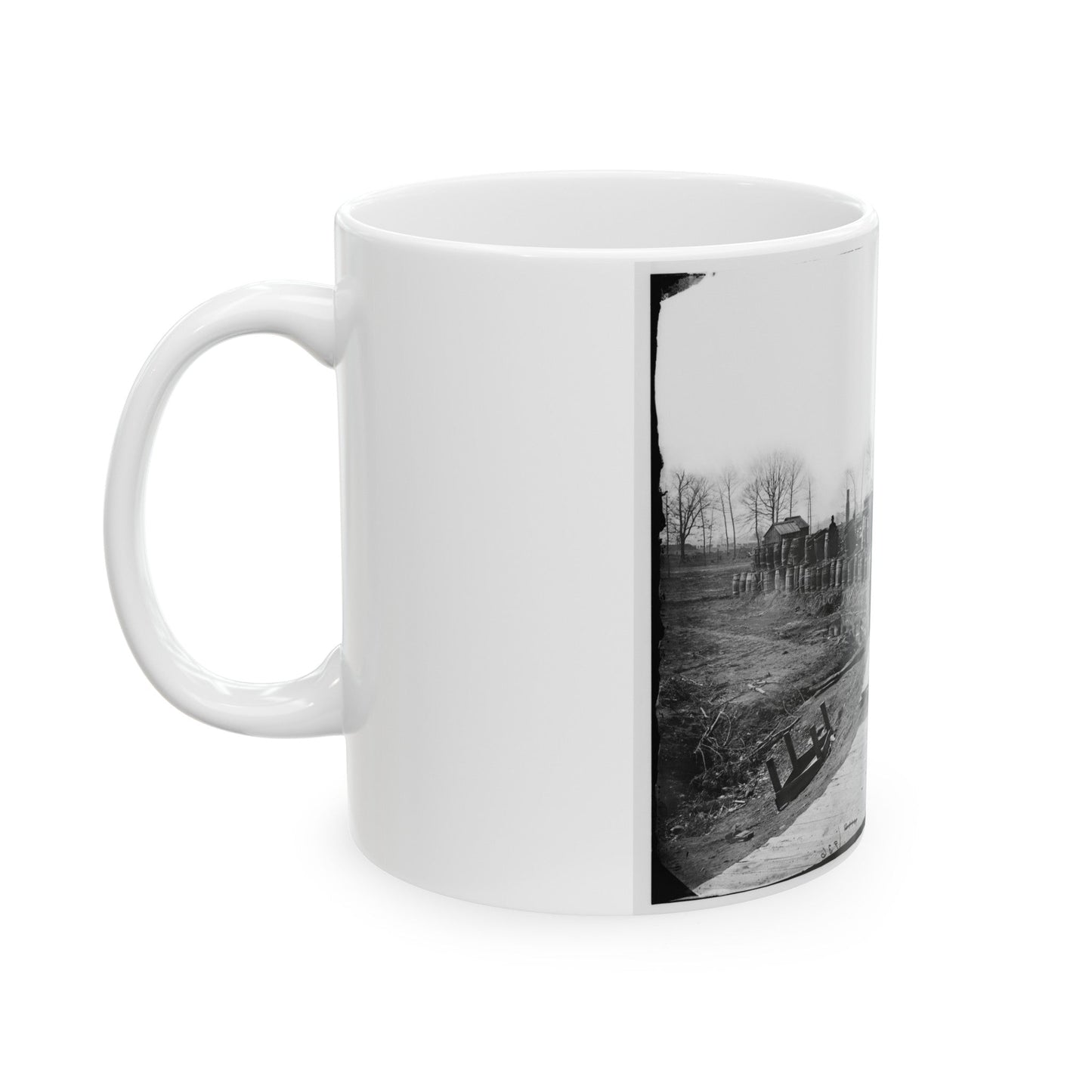 Manassas, Va. Confederate Fortifications, With Federal Soldiers 001 (U.S. Civil War) White Coffee Mug-The Sticker Space