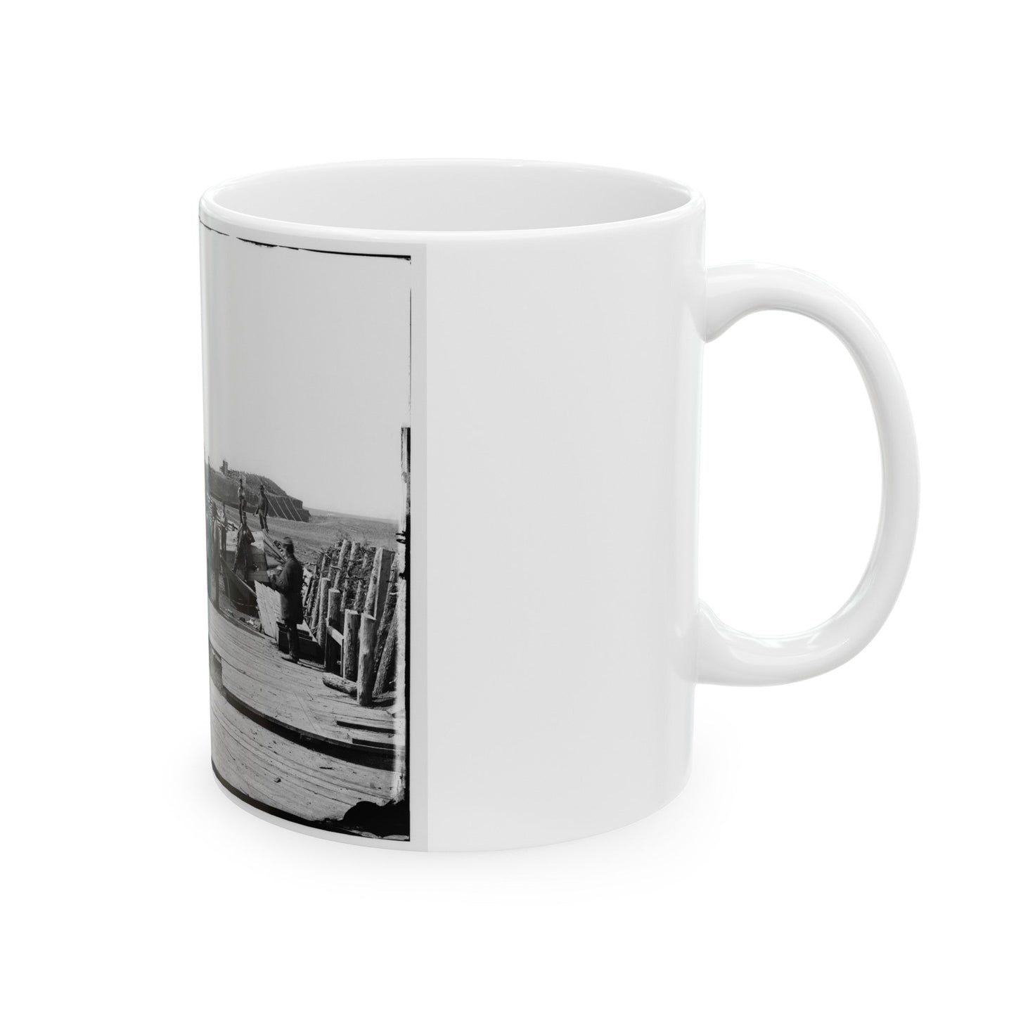 Manassas, Va. Confederate Fortifications, With Federal Soldiers 001 (U.S. Civil War) White Coffee Mug-The Sticker Space