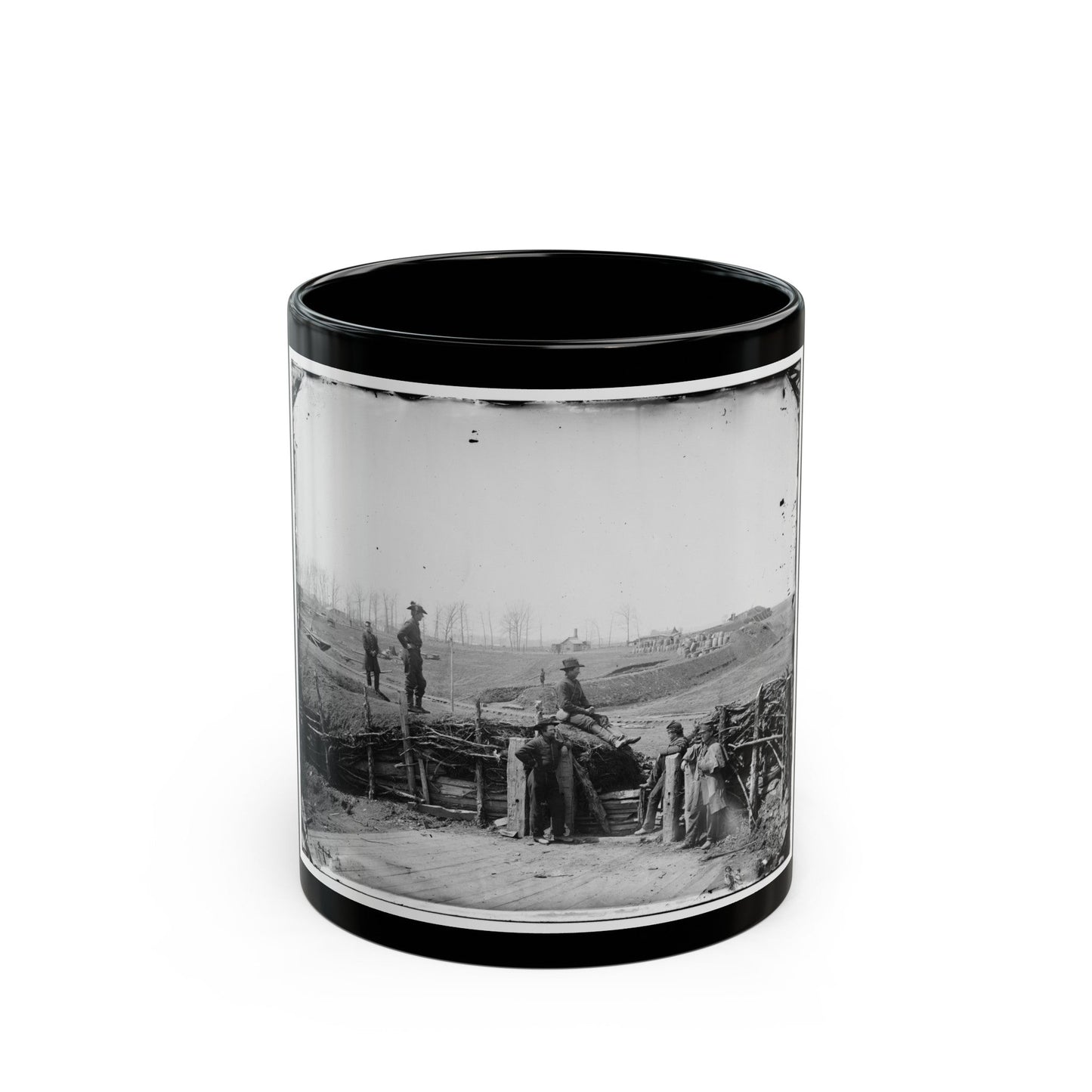 Manassas, Va. Confederate Fortifications, With Federal Soldiers (U.S. Civil War) Black Coffee Mug-11oz-The Sticker Space