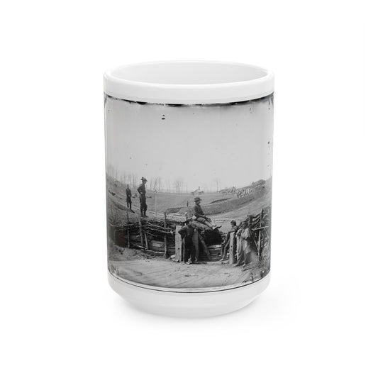 Manassas, Va. Confederate Fortifications, With Federal Soldiers (U.S. Civil War) White Coffee Mug-15oz-The Sticker Space