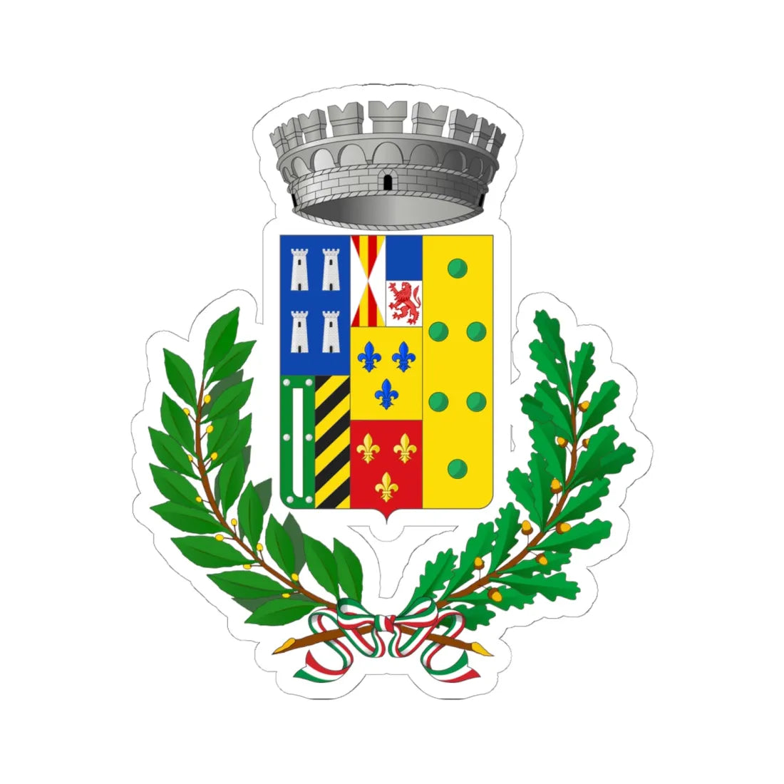 Mandanici-Stemma (Italy) (Coat of Arms) STICKER Vinyl Kiss-Cut Decal 6 Inch White - The Sticker Space