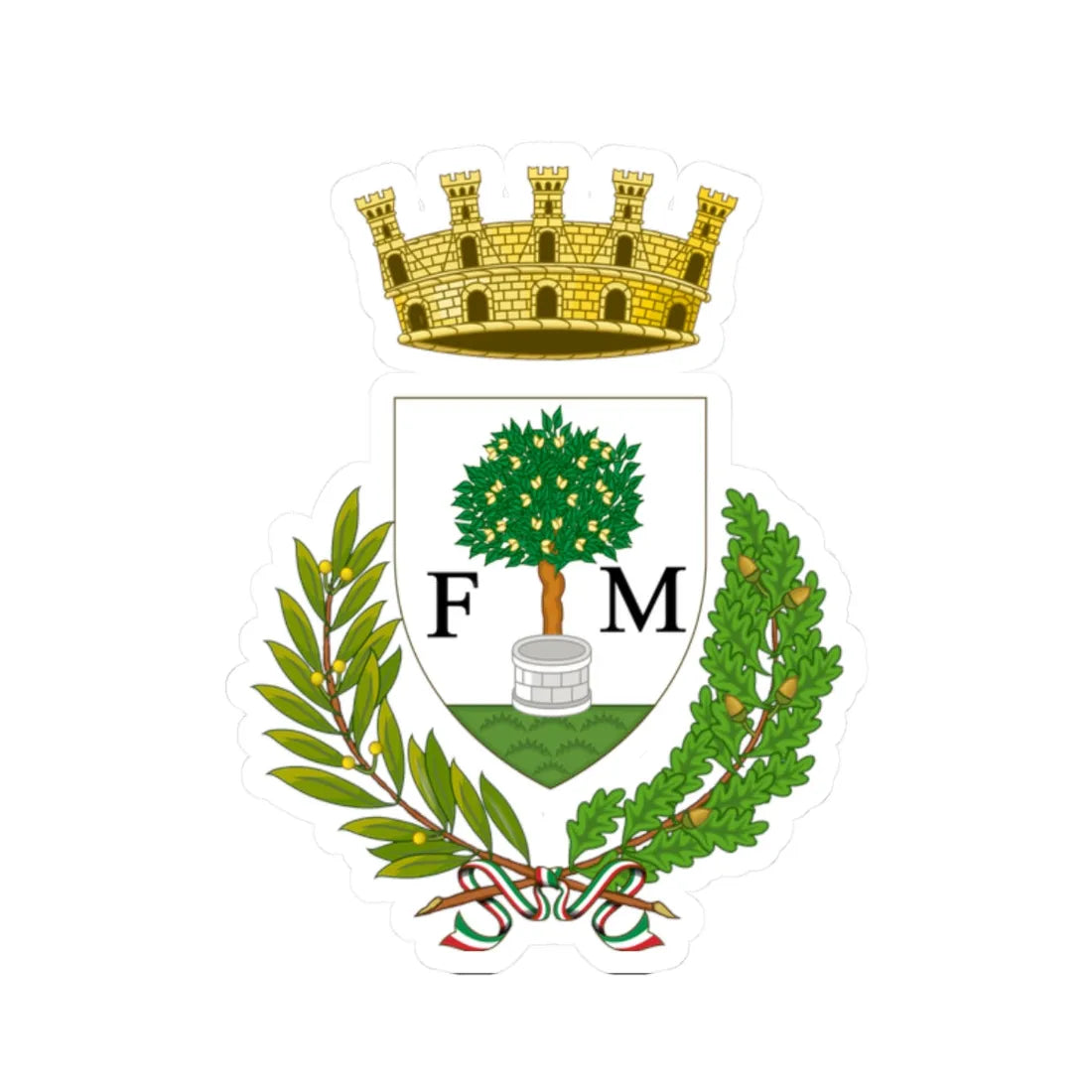 Manduria-Stemma (Italy) (Coat of Arms) STICKER Vinyl Kiss-Cut Decal 2 Inch White - The Sticker Space