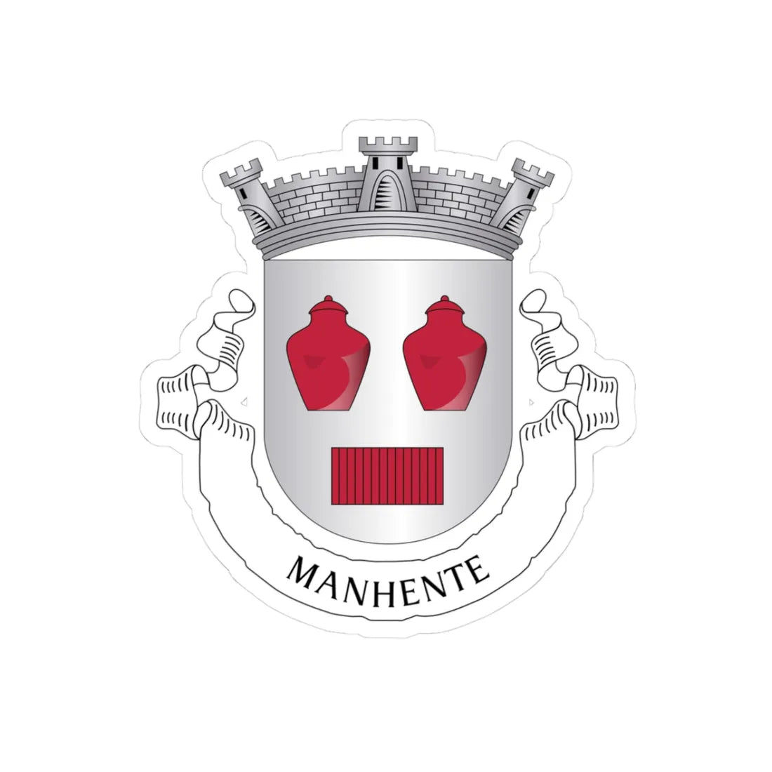 Manhente (Portugal) (Coat of Arms) STICKER Vinyl Kiss-Cut Decal 3 Inch White - The Sticker Space