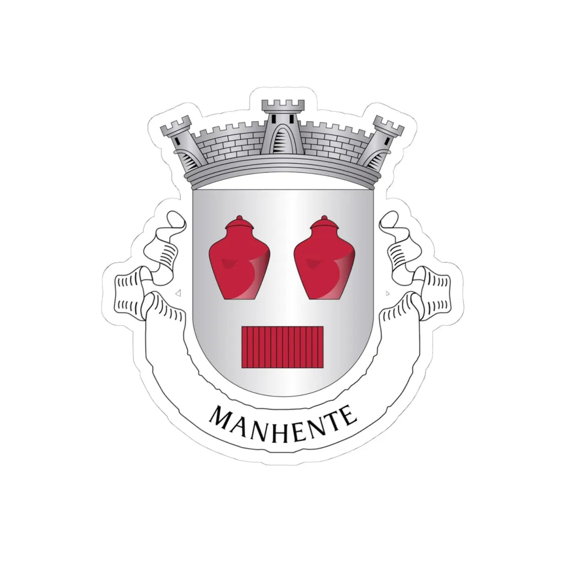Manhente (Portugal) (Coat of Arms) STICKER Vinyl Kiss-Cut Decal 4 Inch White - The Sticker Space