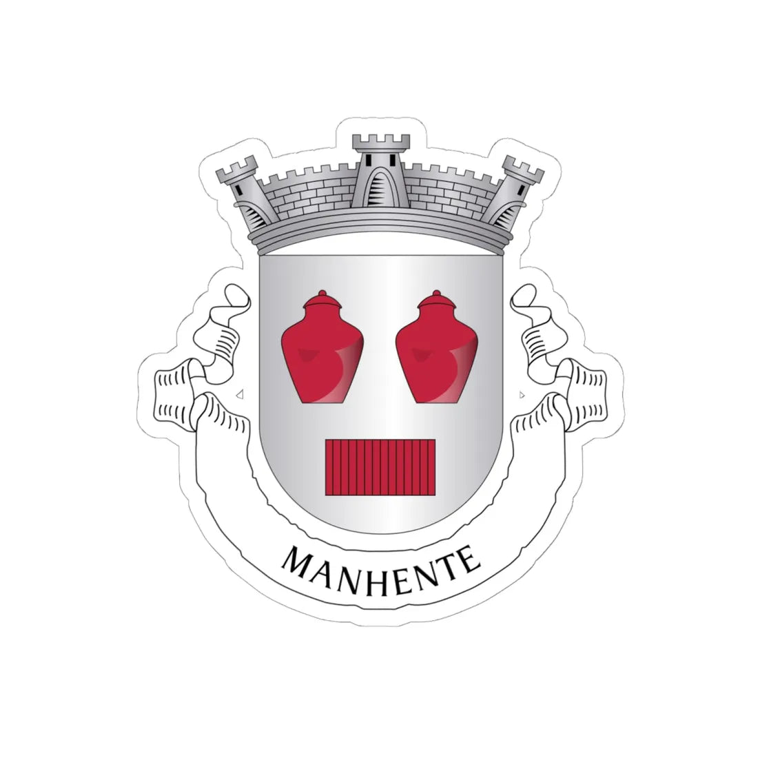 Manhente (Portugal) (Coat of Arms) STICKER Vinyl Kiss-Cut Decal 6 Inch White - The Sticker Space