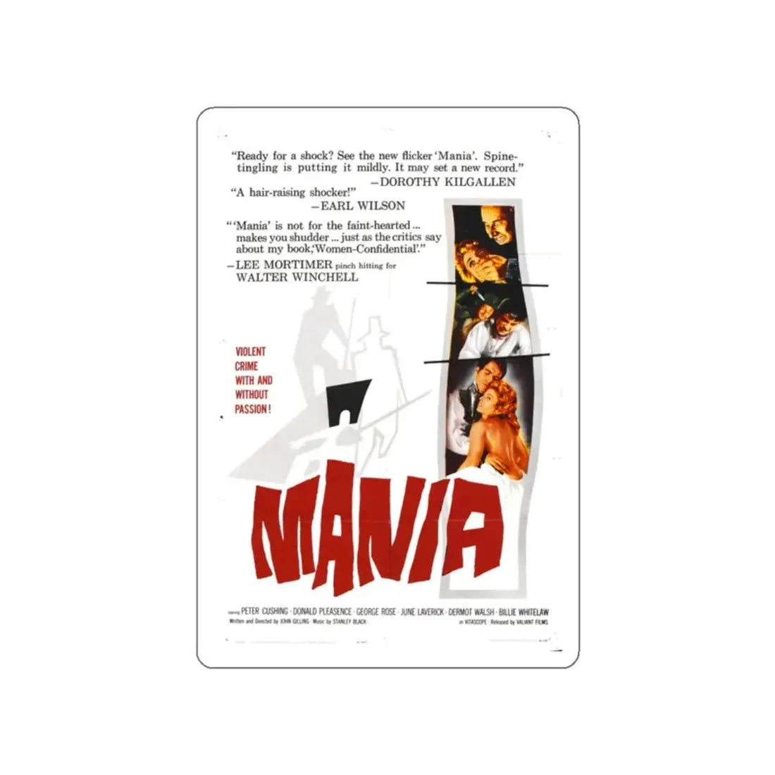 MANIA 1960 (2) Movie Poster STICKER Vinyl Die-Cut Decal 2 Inch - The Sticker Space