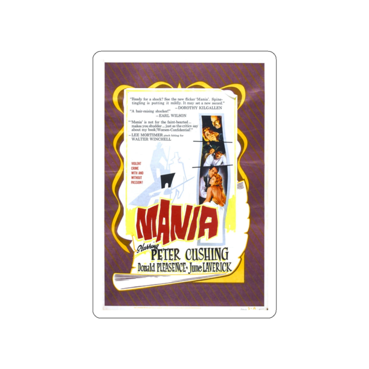 MANIA 1960 Movie Poster STICKER Vinyl Die-Cut Decal-2 Inch-The Sticker Space